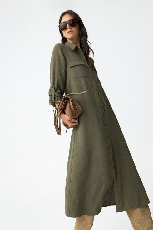 Abito camicia lungo con cintura – Tiffosi